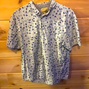 Free Nature Bird Print Button Up